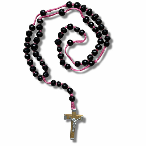 Rosario Ceramica Nera con Croce Israele - immagine 2