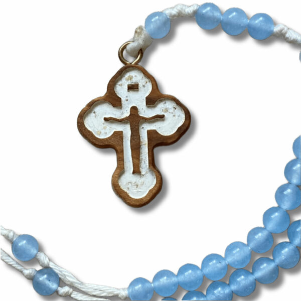 Rosario Calcedonio Celeste con Croce in Ulivo - immagine 2